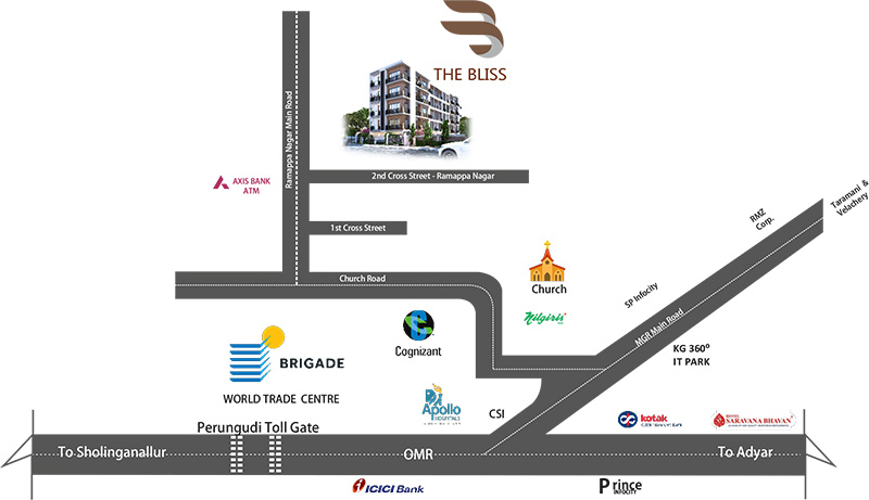 3 bhk apartments in perungudi - Location Map